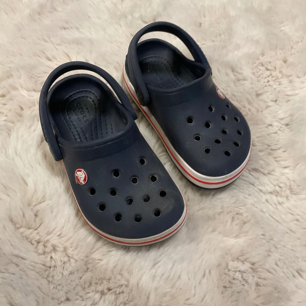 CROCS Slip On Shoes Size 7 Toddler Crocband Rubber Comfort Navy Blue